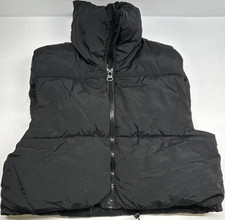 Black Puffer Vest Women's Size S Stand Collar Zip Mid-Length Casual Winter