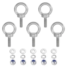 5Pcs M6 x 20mm 304 Stainless Steel Lifting Shoulder Eye Bolt with Nuts Washers