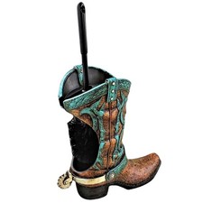 Western Boot Brush Holder - Rustic Bathroom D cor with Cowboy Boot Design