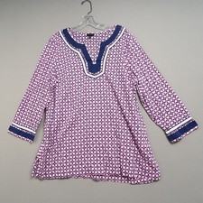 Talbots Tunic Top Womens XL Pink Navy White G...