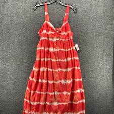 Womens Dress XL Orange Tie Dye Maxi Long Prairie Cottagecore Boho 90s Beachy