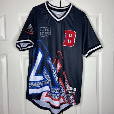 Black Pyramid Men's Big B Baseball Jersey 89 Nightlife Streetwear Chris Brown