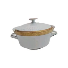 VTG. Winterling Marktleuthen Porcelain Soup Tureen White/Gold Trim Bavaria
