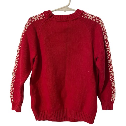Hanna Andersson Snowflake Sweater 110 (Girls Size 5) Red Fair Isle Holidays - Picture 3 of 7