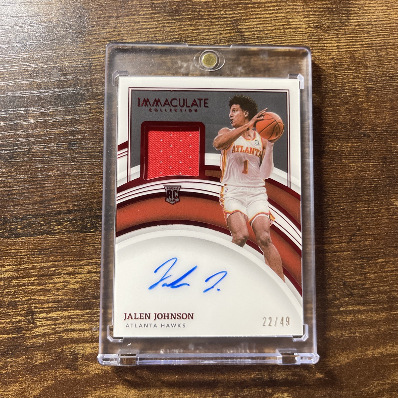 JALEN JOHNSON 2021-22 IMMACULATE RPA ROOKIE PATCH RED HAWKS RC AUTO /49