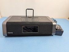 iHome iDL45 FM Radio Alarm Clock Dock iPhone iPod USB Aux-In Black Speaker