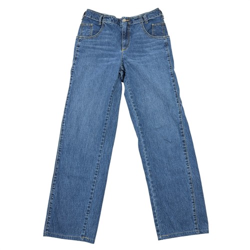 Rachel Comey Long Trigger High Rise Denim Jeans Straight Leg Angled Seams Sz 10 - Afbeelding 8 van 13