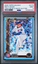 2025 TOPPS HOLIDAY LIGHT BLUE & WHITE GLITTER #H173 MATT SHAW PSA 9