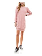 KINGSTON GREY Womens Pink Long Sleeve Crew Neck Mini Shirt Dress XS