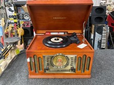 Crosley CR73 Old Style 4-in-1 Turntable AM/FM Cassette, 3 Disc Player Wood