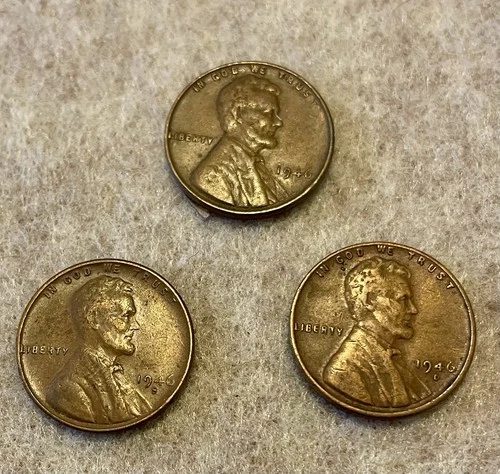 1946 P D S Lincoln Wheat Cent 3 Coin Set Lot 4 FREE SHIPPING