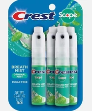 Crest Scope Mint Breath Mist 4 Pack Travel Size Instant Fresh Breath Spray