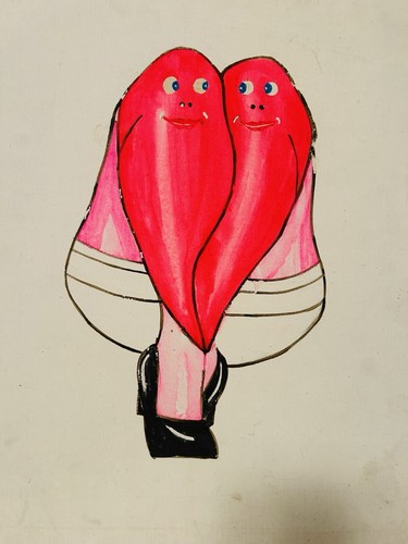 Folk Art - Anthropomorphic Heart Legs In Tighty Whities In Black High Heels - Bild 2 von 2