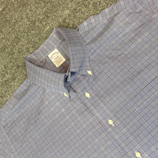 Brooks Brothers Dress Shirt Men's 17.5-34 Blue Non Iron Cotton Button Down