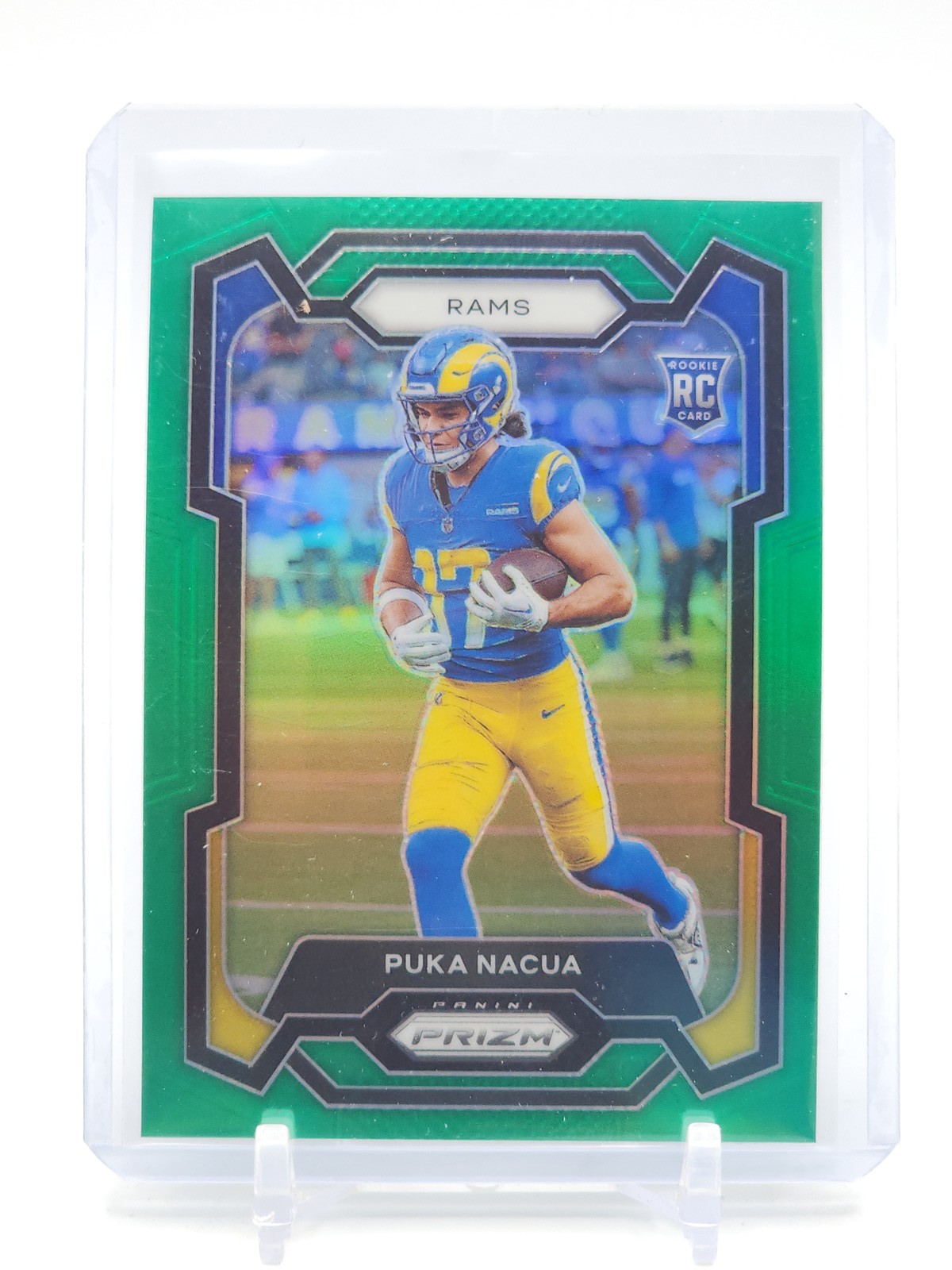 PUKA NACUA 2023 PANINI PRIZM GREEN ROOKIE #357 RAMS Q1022