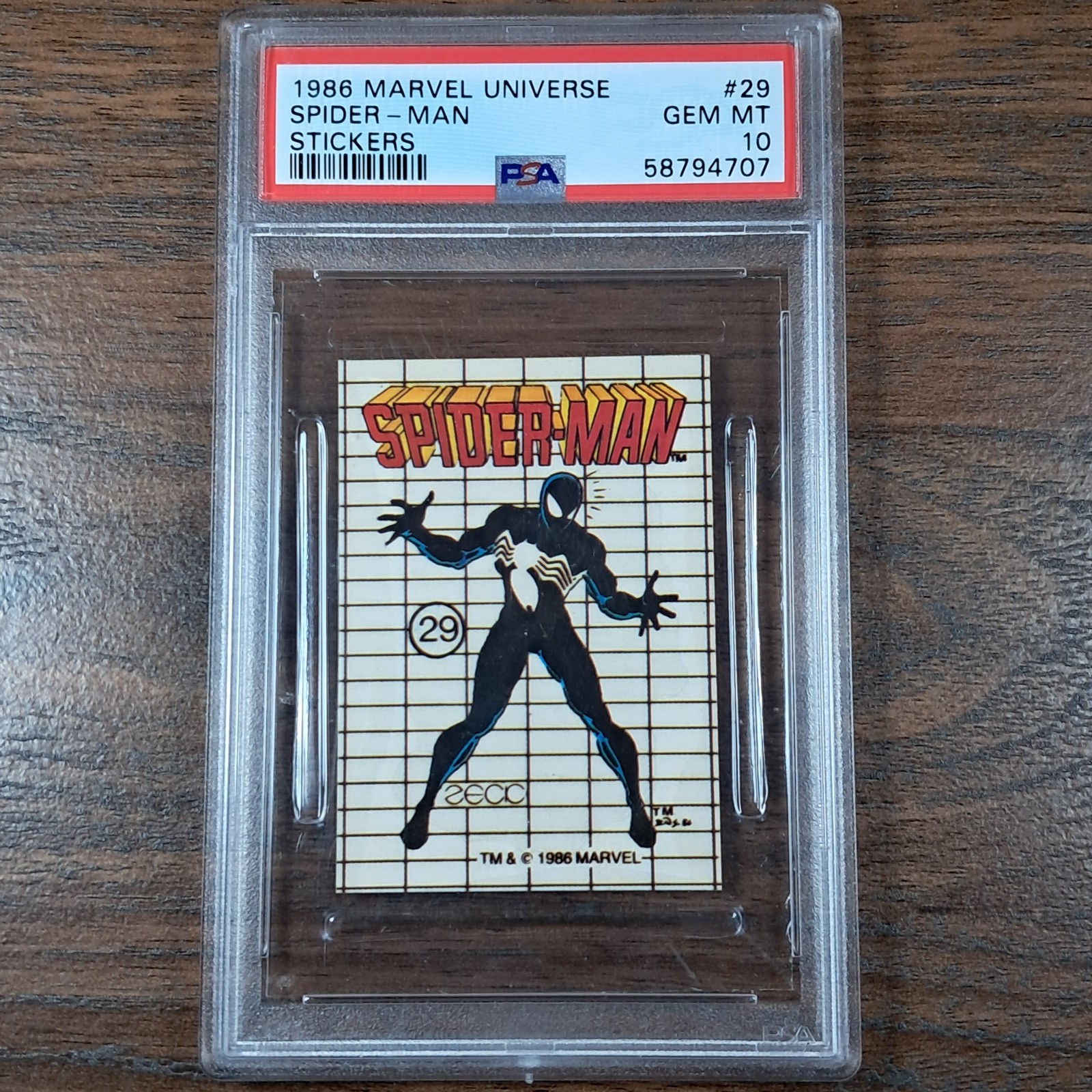 SPIDER-MAN 1986 COMIC IMAGES MARVEL UNIVERSE STICKERS #29 PSA 10 POP 12