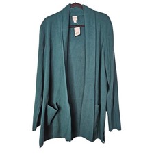 NEW J.Crew XXL Chelsea Sweater Blazer Dark Emerald Green Open Front Cotton