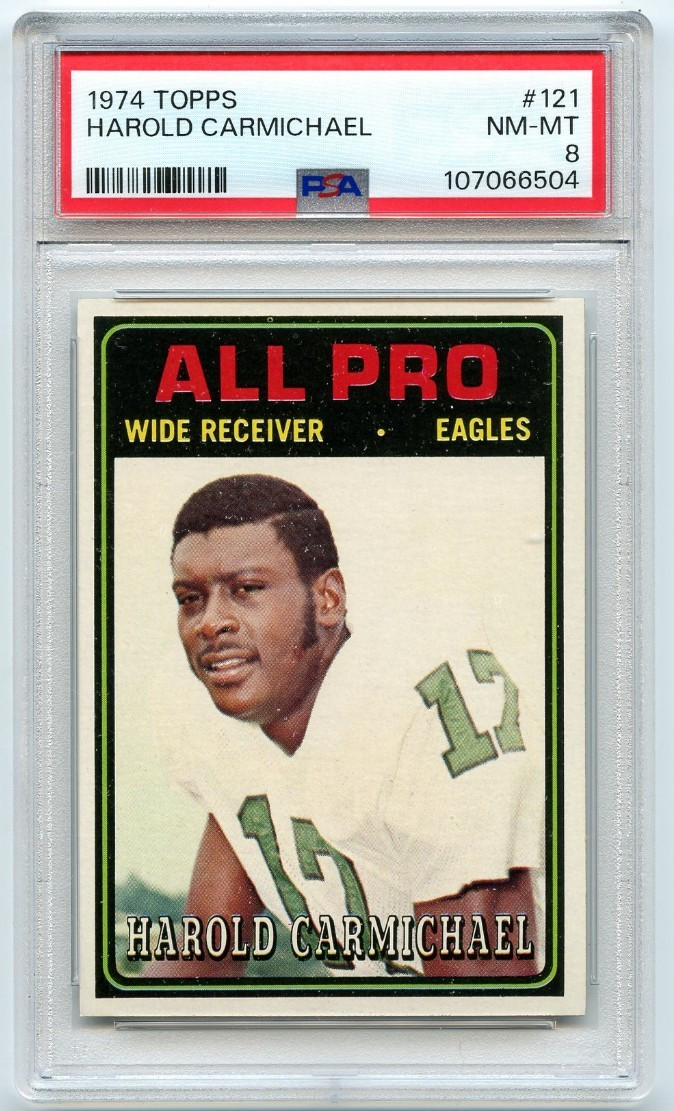 1974 Topps Football Harold Carmichael #121 Philadelphia Eagles PSA 8 (Rookie)