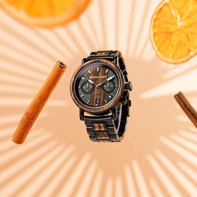 BRAND NEW ORIGINAL GRAIN CHARRED WHISKEY GREEN CHRONO 44MM MENS