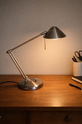 Vintage Tensor UFO Space Age Saucer Desk Lamp Brushed Metal LT627