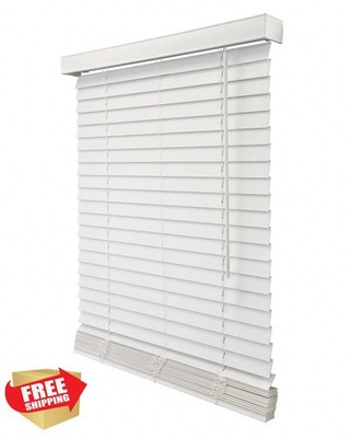 Chicology 53''W Faux Wood Blinds Basic White Window Shades