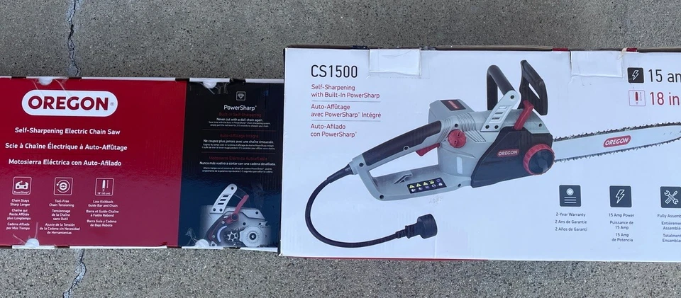 Nueva motosierra eléctrica con cable autoafilable Oregon CS1500 3,4 HP 18 pulgadas 15 amperios Foto 3 de 4