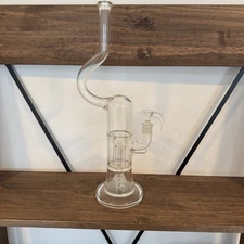 Greek Glass Clear Recycler Water Pipe 18” Bong Showerhead Perc Pillar