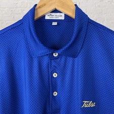 Peter Millar Polo Shirt Tulsa Golden Hurricane Summer Comfort Blue Mens Medium