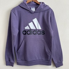 Adidas Girls Purple Pullover Hooded Sweatshirt Big Silver Logo Size X-Large