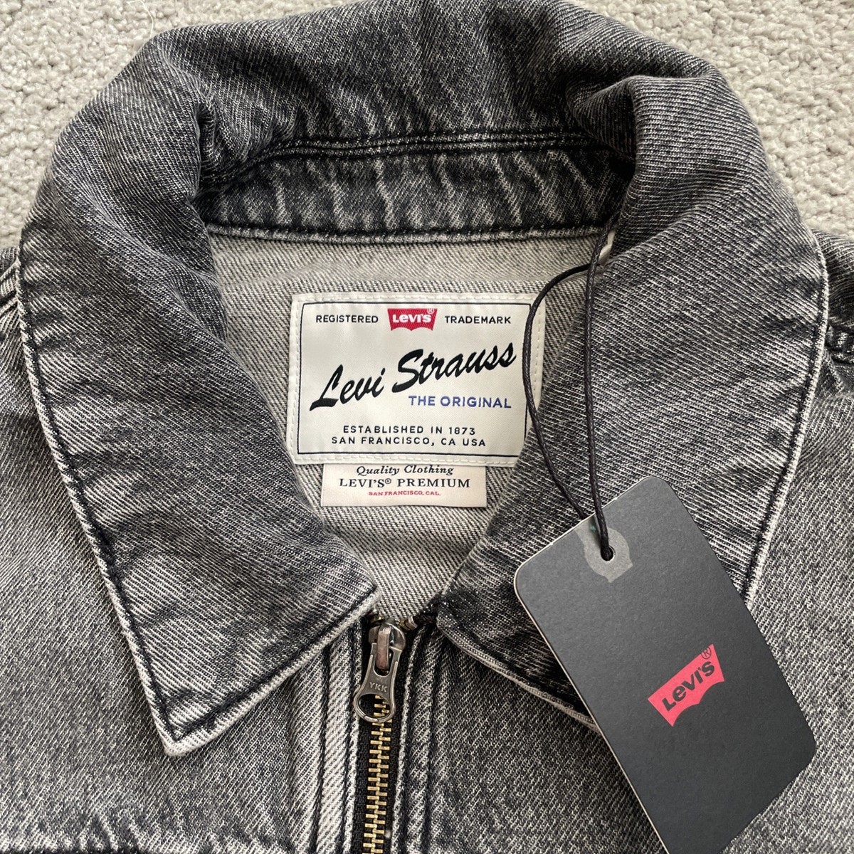 Levi's Jaanai Men's 2XL Full Zip Gray Denim Jean Jacket Inner