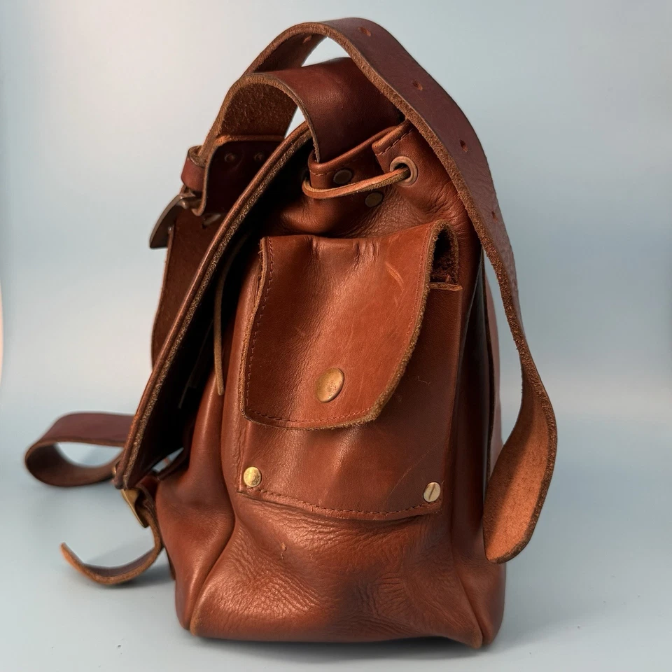 Bolso de hombro de cuero marrón vintage con herrajes de latón de Walter Dyer RARO Foto 4 de 4