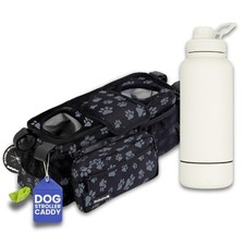 rubyloo Dog Stroller Caddy Organizer Paw Print  32 oz Insulated Water Bott...