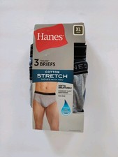 Hanes Mens Briefs Size XL Pack Of 3 Tagless Stretch Cotton Blend Mid Rise