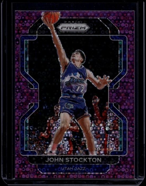 2021-22 Panini Prizm Basketball John Stockton #267 Fast Break Purple /75