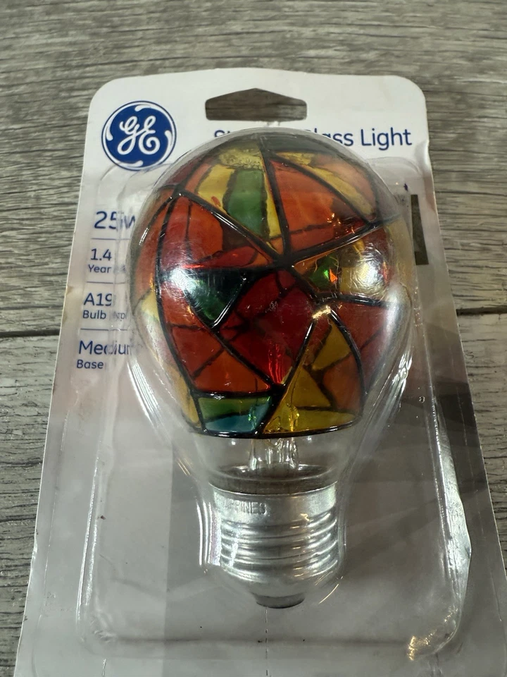 GE Stained Glass 25W Hand Painted Light Bulb A19 General Electric - Image 2 of 4
