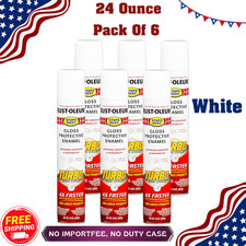 Rust Oleum Turbo Spray Paint Gloss White 24 oz 6 Pack Stops Rust Metal Coating