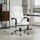 High Back Executive Office Chair with Retractable Footrest Swivel Wheels White