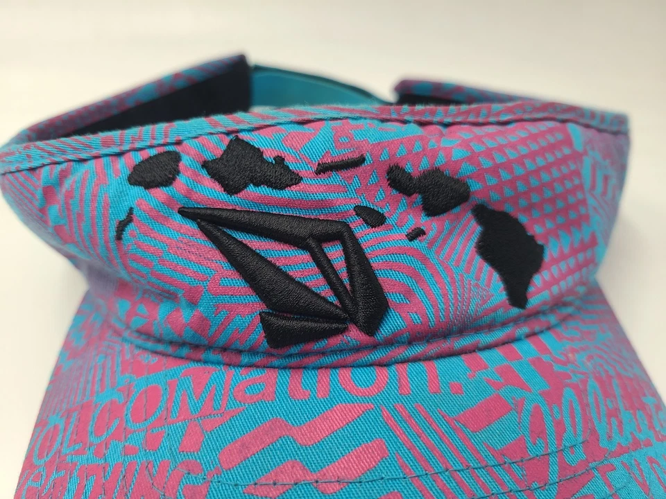 Volcom Stone Hawaii Islands Sun Golf Visor Adjustable Hat Cap Hawaiian Blue Pink - Image 4 of 4