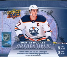 2021-22 Upper Deck Credentials Hockey Factory Sealed Hobby Box