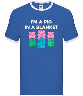 I'm A Pig In A Blanket - Mens Ringer - Funny Xmas Christmas Dinner