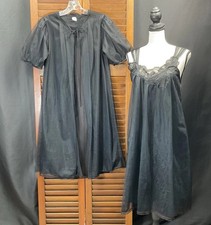 1950s Sheer Black CHASE Peignoir Robe Nightgown Lingerie Movie Star Size Sm