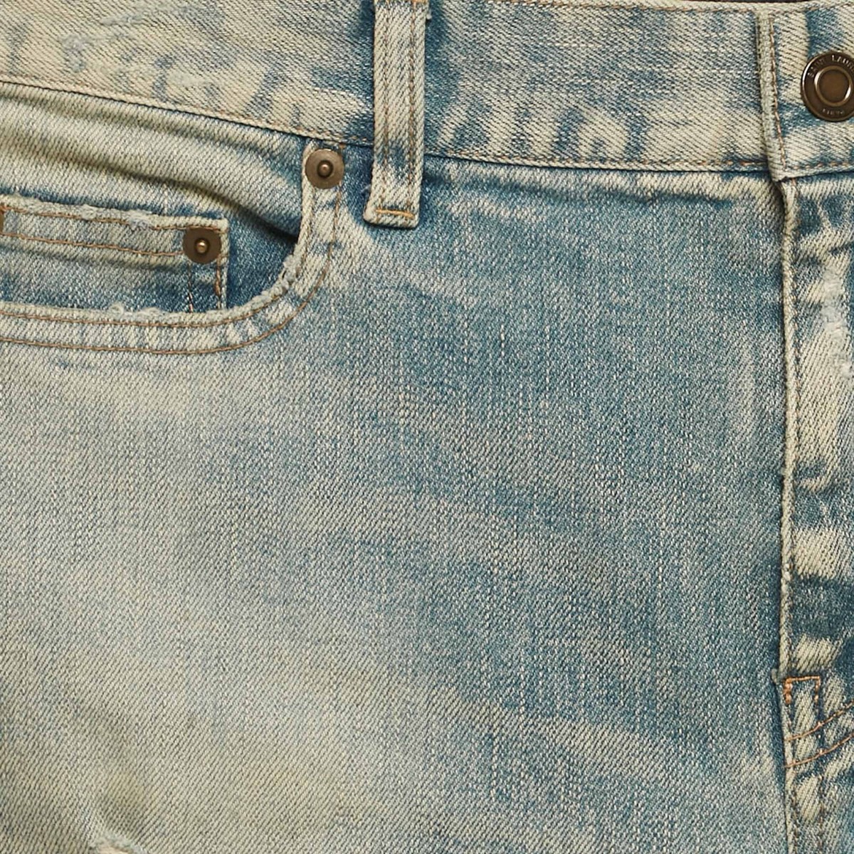 Saint Laurent Paris Faded Blue Distressed Denim Skinny Jeans M