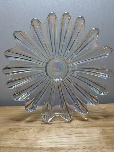 Federal Celestial Glass Bowl Iridescent Flower Petal Bowl Dish 11". EUC