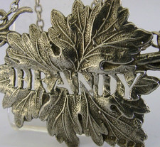 MINT ENGLISH STERLING SILVER BRANDY WINE LABEL 1968 VINE LEAF CAST