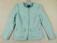 Talbots Women's Size 2P Mint Cotton Blend Basic Jacket Collarless Lined