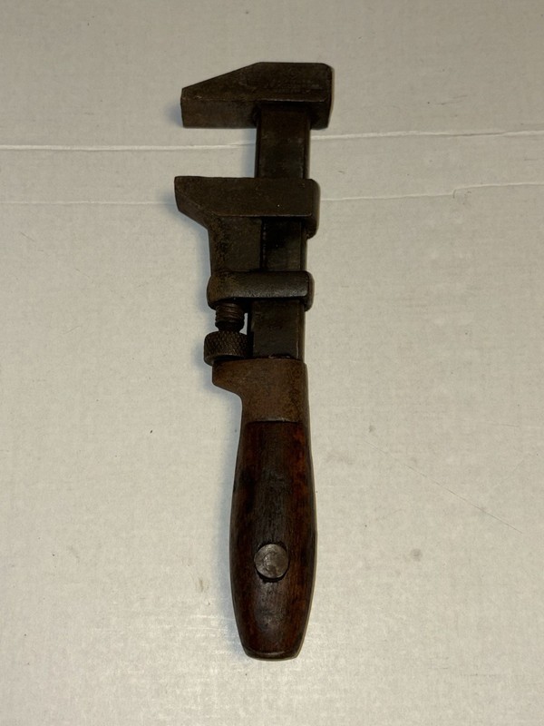 Antique J H Williams W & B 10” Adjustable Wooden Handle Wrench USA 