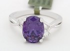 LAB CREATED 2.60 Cts AMETHYST & WHITE SAPPHIRE RING 14K WHITE GOLD PLATED - NWT — photo 1