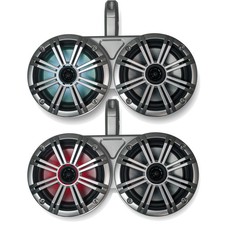 White Kicker Dual Wake Towers with Kicker 6.5" Silver Marine RGB LED Speakers