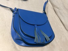 Stylish Genuine Florence Leather Bleu Bag Borse in Pelle Made Italy for Women