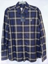 Men’s Fred Perry Tartan Shirt Carbon Blue - Size Small - New with Tags